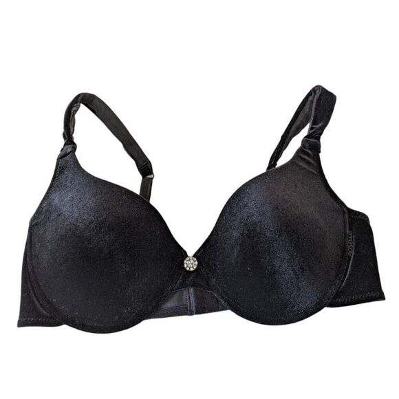 Roselle La Vie en Rose Bra Black Velour Underwired 38D - Picture 1 of 7